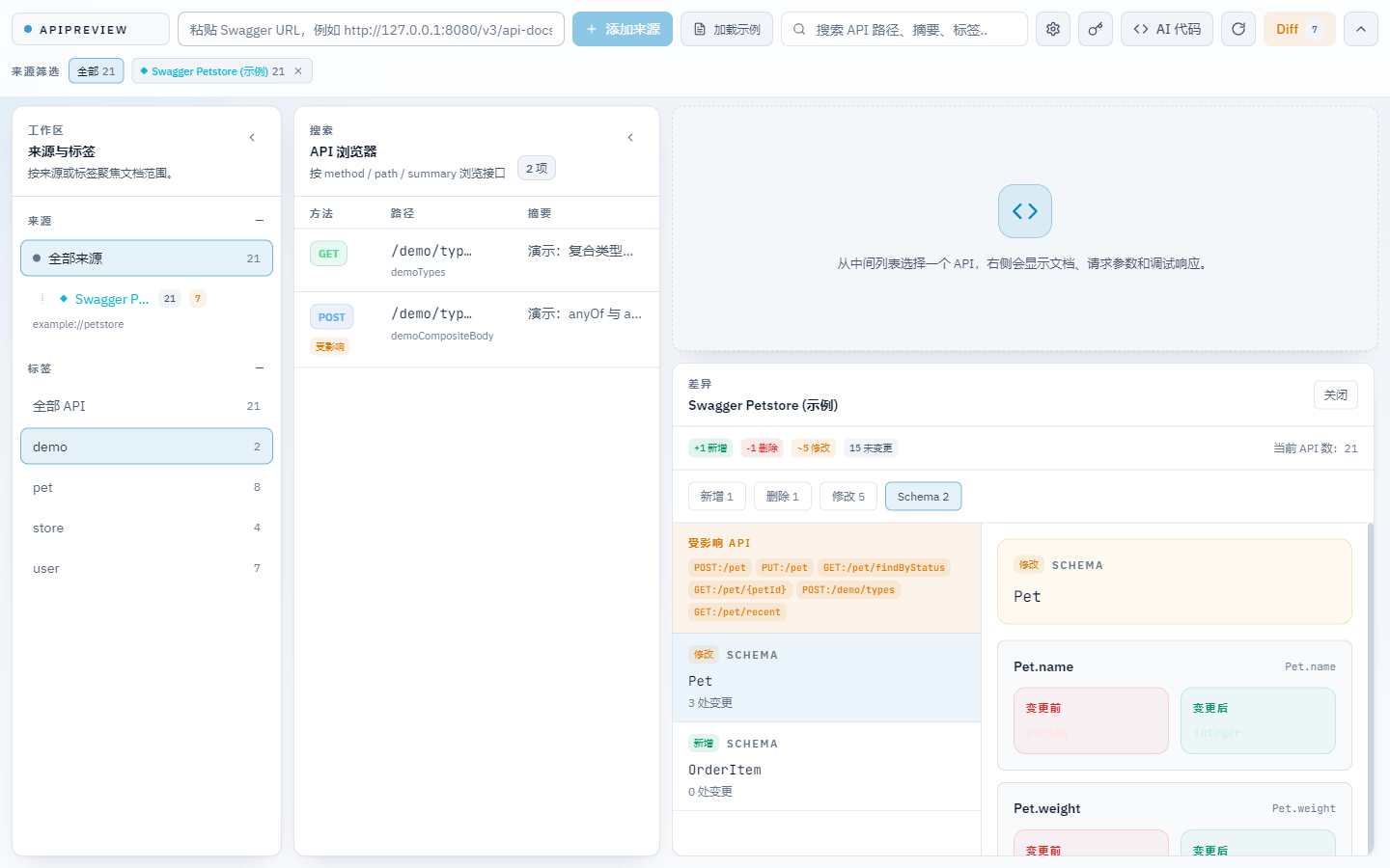 Schema 变更与受影响 API 列表